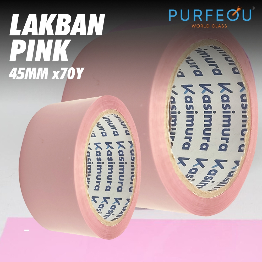 

Lakban Warna Pink Soft 45mm x 70Y - Selotip Warna Merah Muda Kasimura Isolasi Solatip Packing Tape