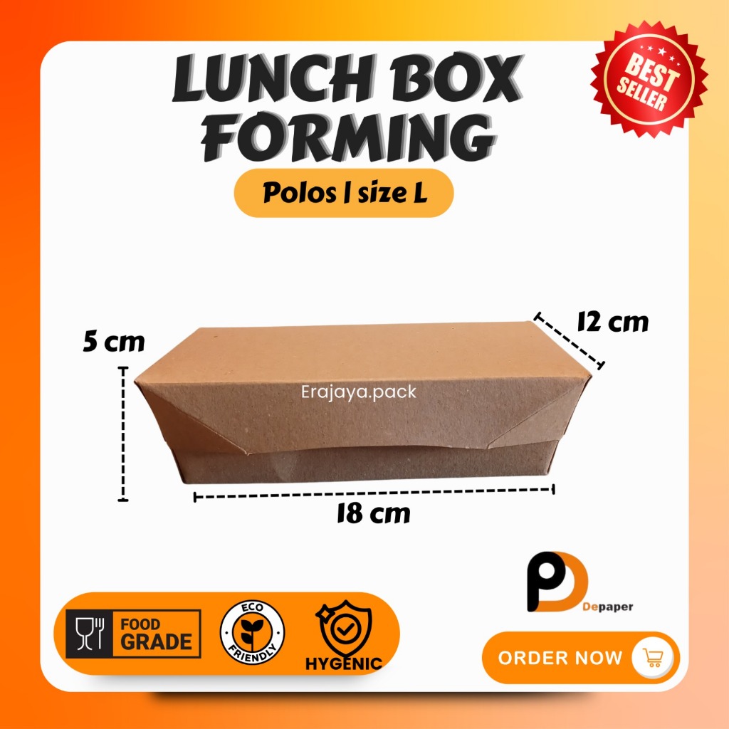 

[Min 25pcs] Lunch Box Forming Coklat Polos Kraft/Dus Makanan Uk L Laminasi Kardus nasi Langsung Pakai