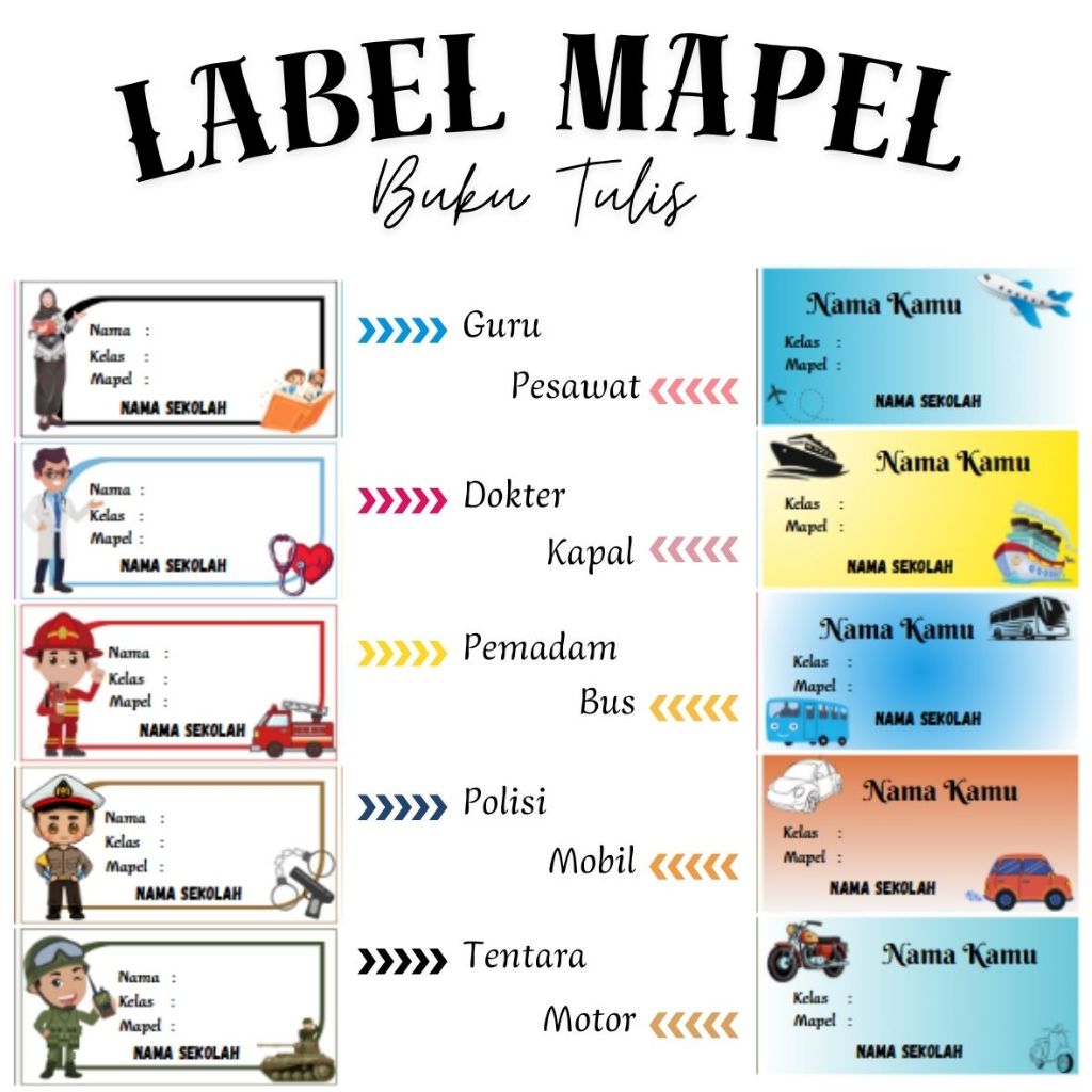 

Label Mapel Nama Buku Tulis isi 20 pcs