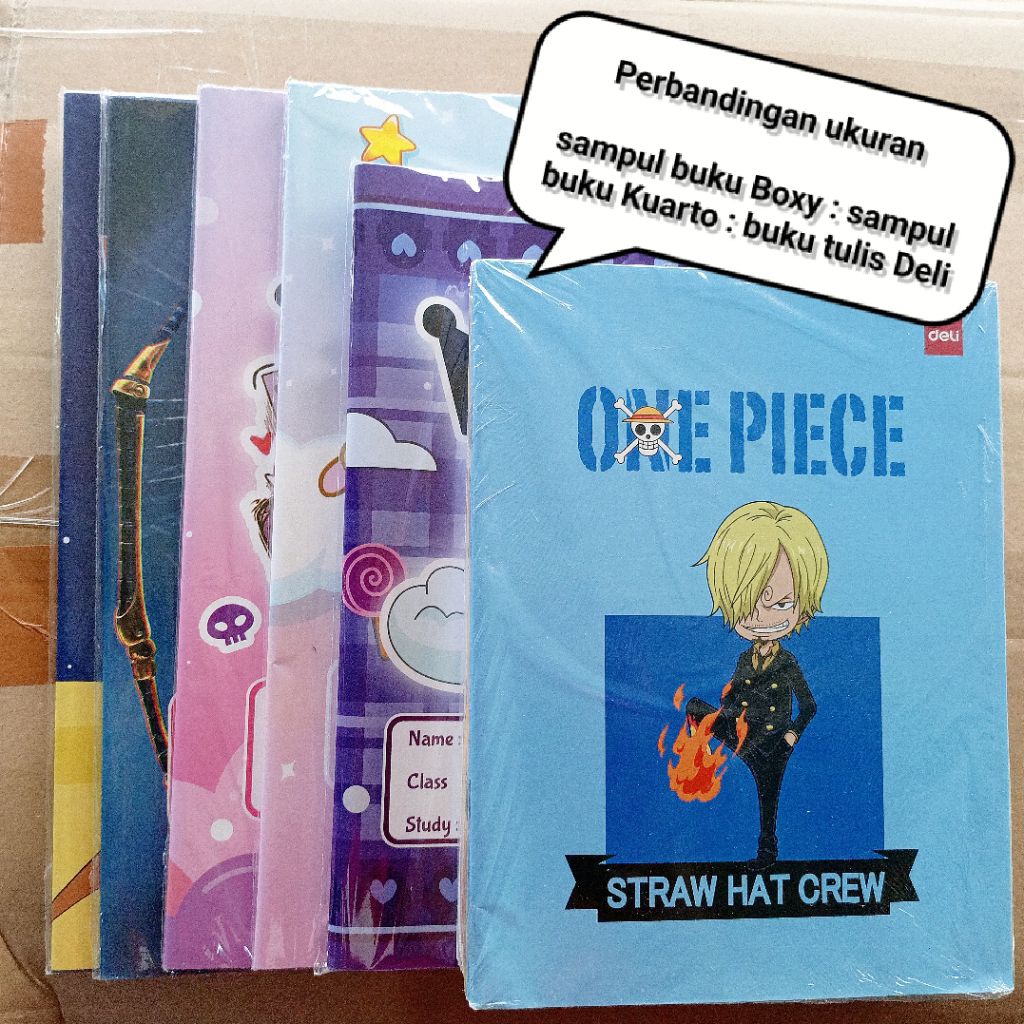 

Sampul Buku BOXY gambar karakter cinamorol kuromi Spiderman Astronot