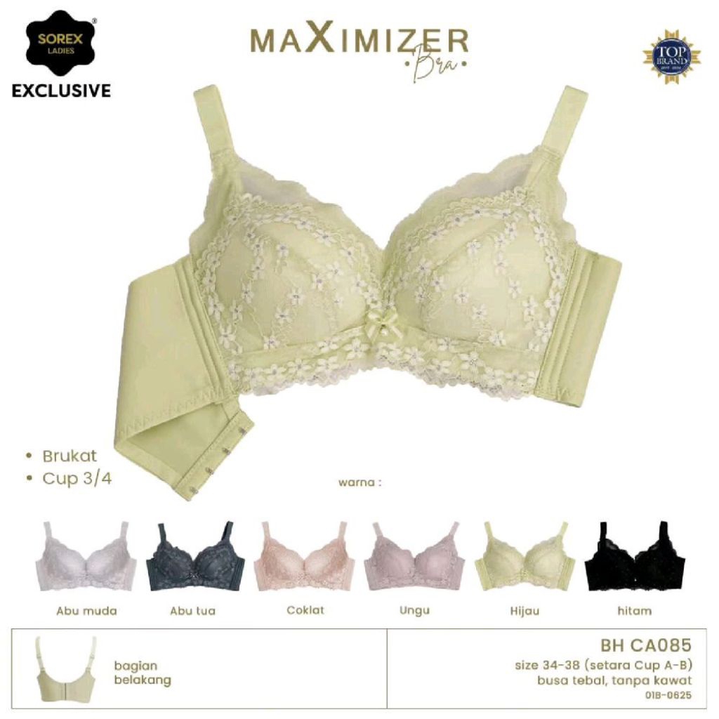 BRA sorex CA085 Exclusive busa tanpa kawat renda halus