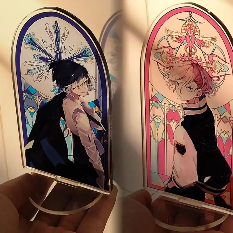 Bungo Stray Dogs Stained Window Acrylic Stand Dazai Osamu Nakahara Chuuya Figure Display Anime Desk 
