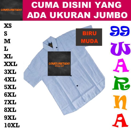 Hem Cowok Kemeja Laki Anak Short Shirt Basic Plain Polos 1 Kantong Saku Lengan Pendek Polos BIRU MUD