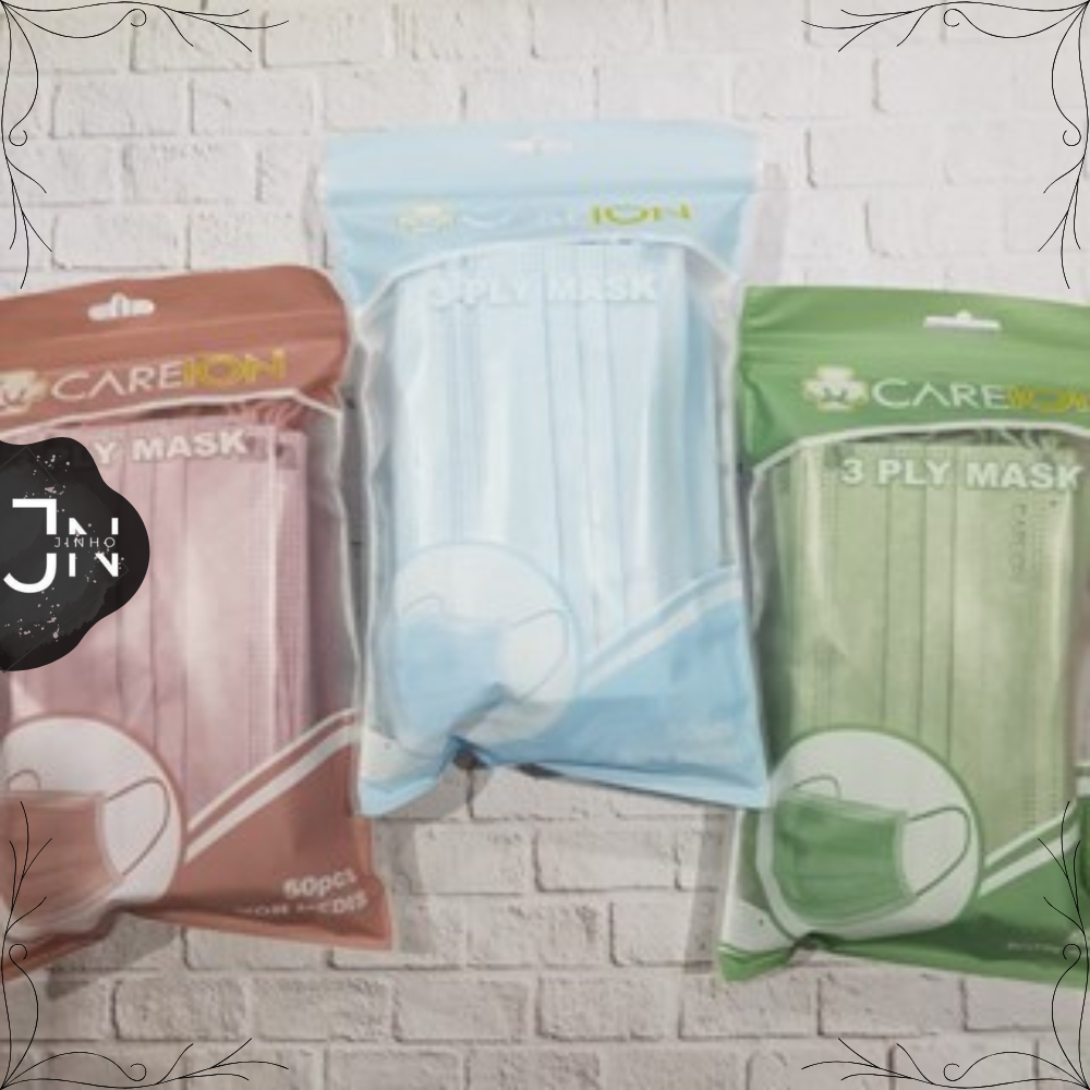 JINHO MASKER EARLOOP CAREION 3PLY HITAM PUTIH WARNA WARNI / MASKER EAR LOOP CARE ION 3 PLY PUTIH HIT