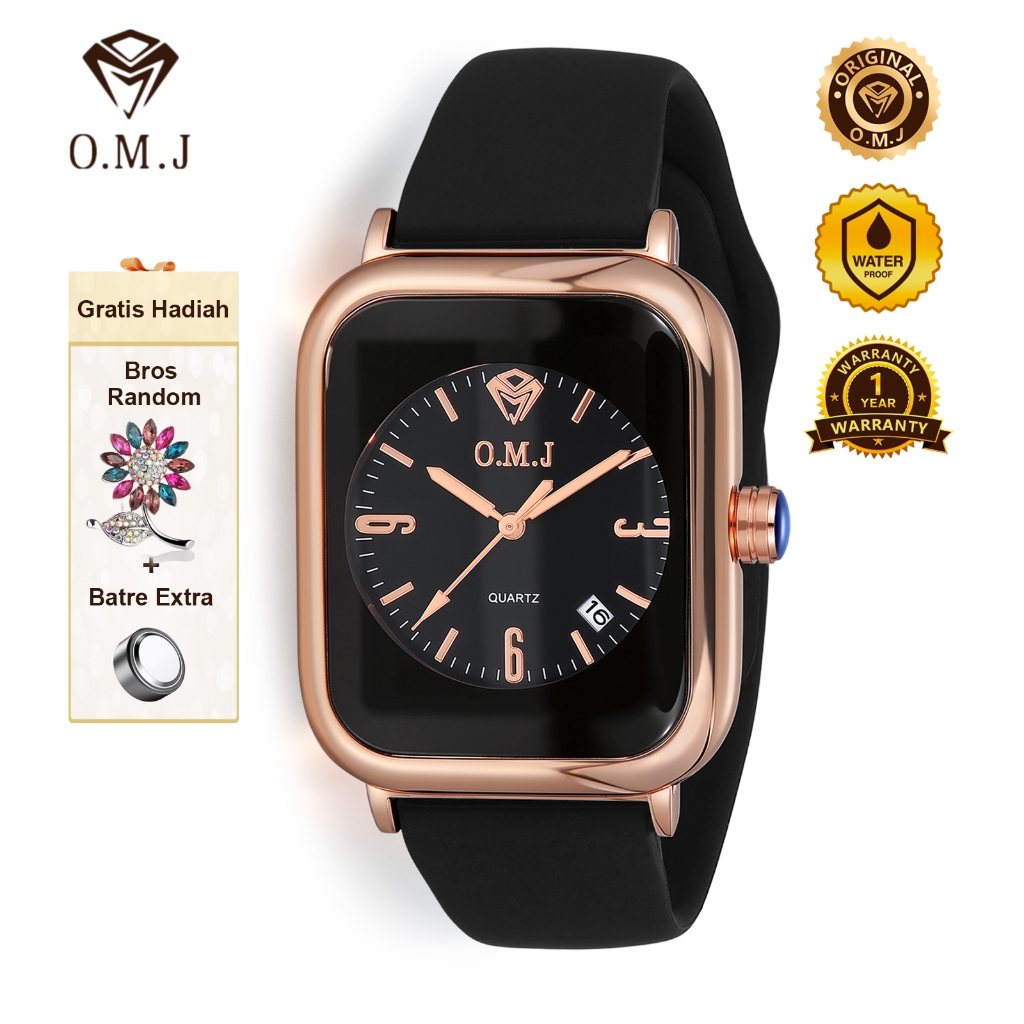 OMJ G067 Jam Tangan Wanita Model iWatch Tahan Air 3ATM Bentuk Kotak Modern Watch Trend 2025 Strap Ku