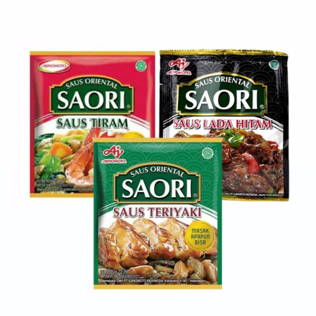 

SAORI Saus Oriental Sachet All Varian Saus Tiram | Saus Teriyaki | Saus Lada Hitam