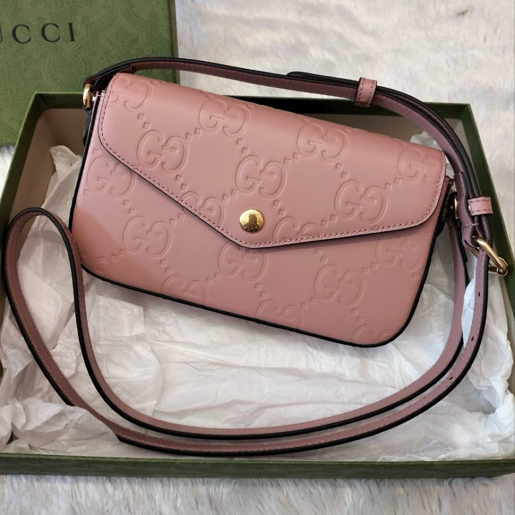 GUCCI GG Jumbo Super Mini Leather Shoulder Crossbody Sling Bag