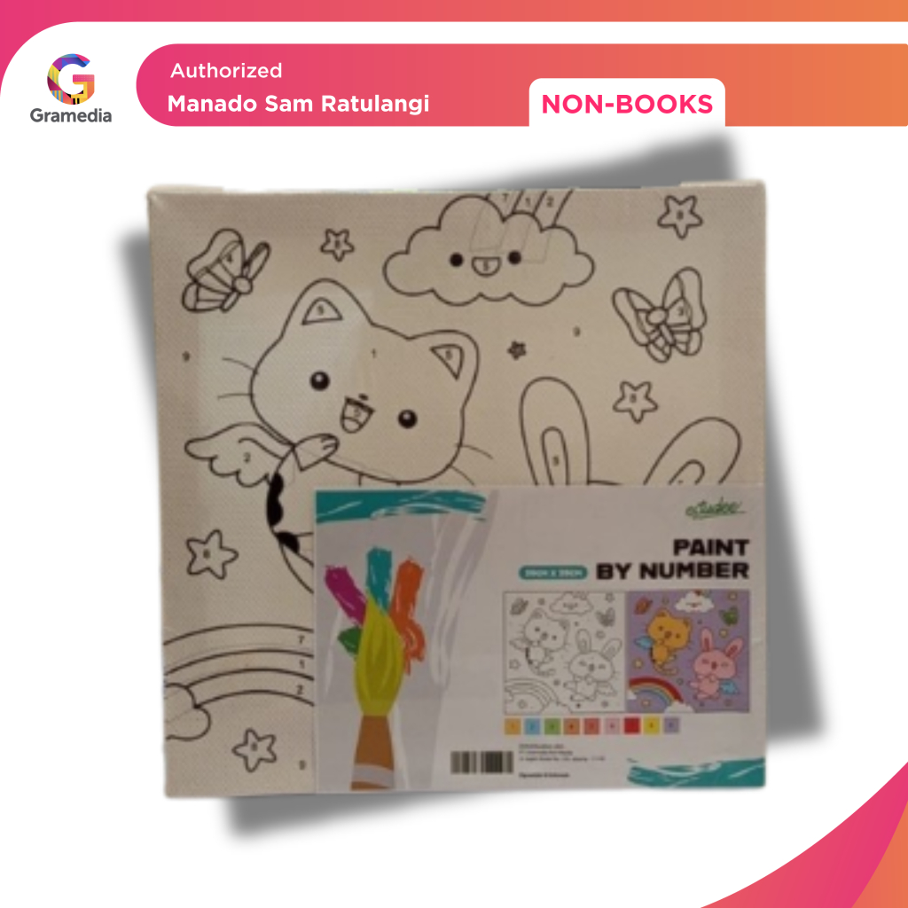 

Gramedia Manado-Estudee Canvas Paint By Number 20CM x 20CM Cat & Rabbit