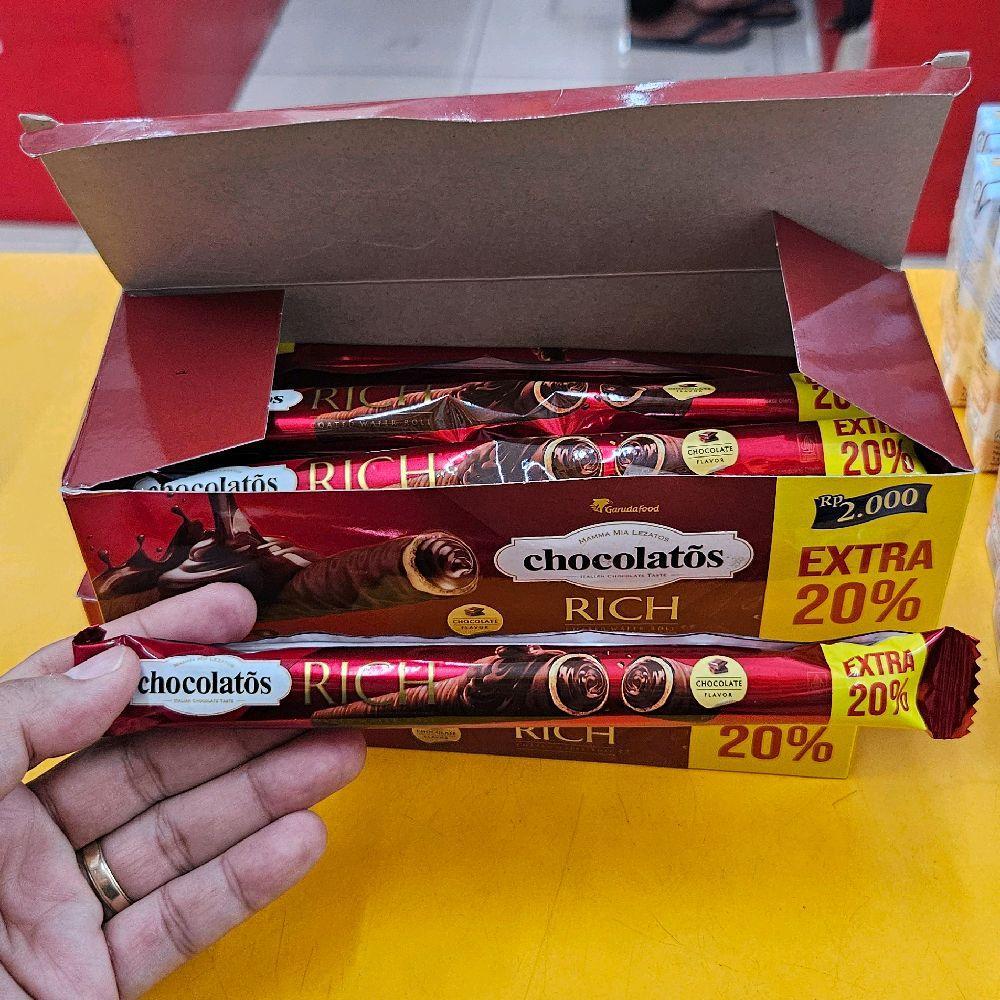 

BOX ISI 12PCS ( RICH5 )- GARUDAFOOD CHOCOLATOS RICH WAFER ROLL / GARUDA FOOD