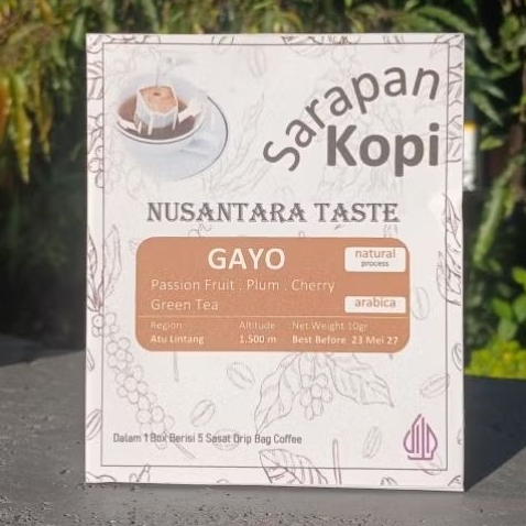 

GAYO NATURAL ARABICA COFFEE (naturul process) Kemasan Box isi 5 Saset 10gr - Coffee Drip Bag [ SARAPAN KOPI ]