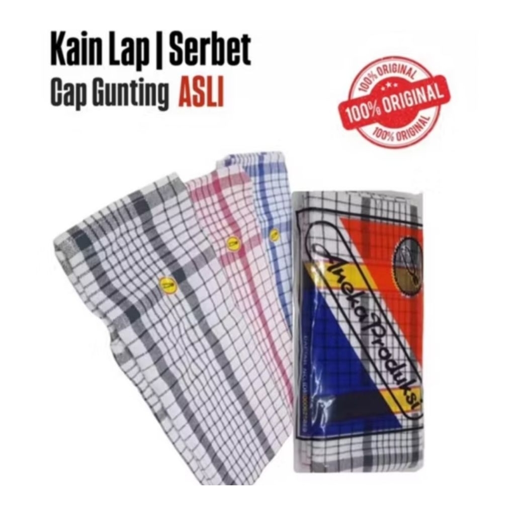 Serbet cap gunting 2 pcs / serbet dapur cap gunting tebal / lap dapur serba guna