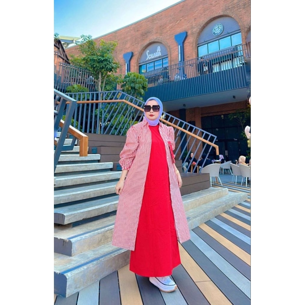 GAMIS KATUN JEPANG - GAMIS MERAH PUTIH