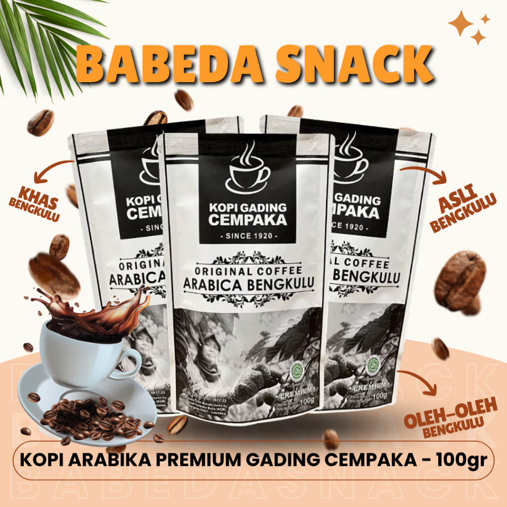 

KOPI ARABIKA PREMIUM GADING CEMPAKA - 100gr - ASLI BENGKULU - OLEH OLEH KHAS BENGKULU - BABEDA SNACK