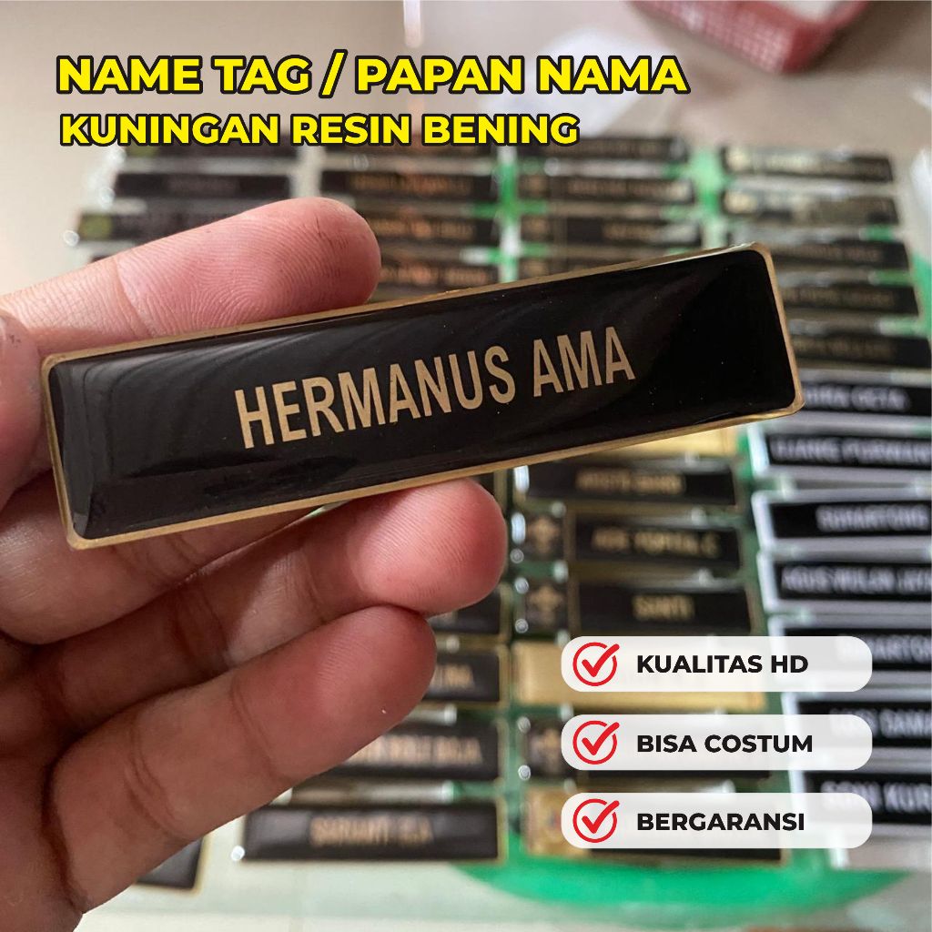 

NAMETAG/PAPAN NAMA KUNINGAN PENITI BISA COSTUMLOGO, JABATAN PROSES CEPAT & PENGIRIMAN CEPAT