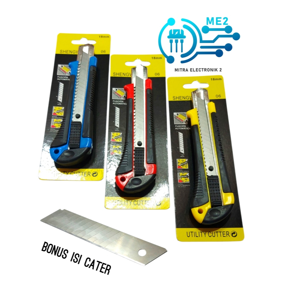 

Cutter Besar Atau Pisau Pemotong Kertas Atau kardus Besar Stanless 18mm shengwei Bonus isi Cater