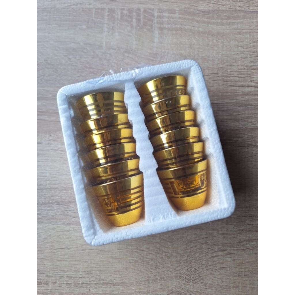 GELAS SLOKI ISI 12PCS GOLDEN CAWA GELAS EMAS GELAS MINI GELAS ZAMZAM GELAS AIR ZAM ZAM GELAS MINI GE