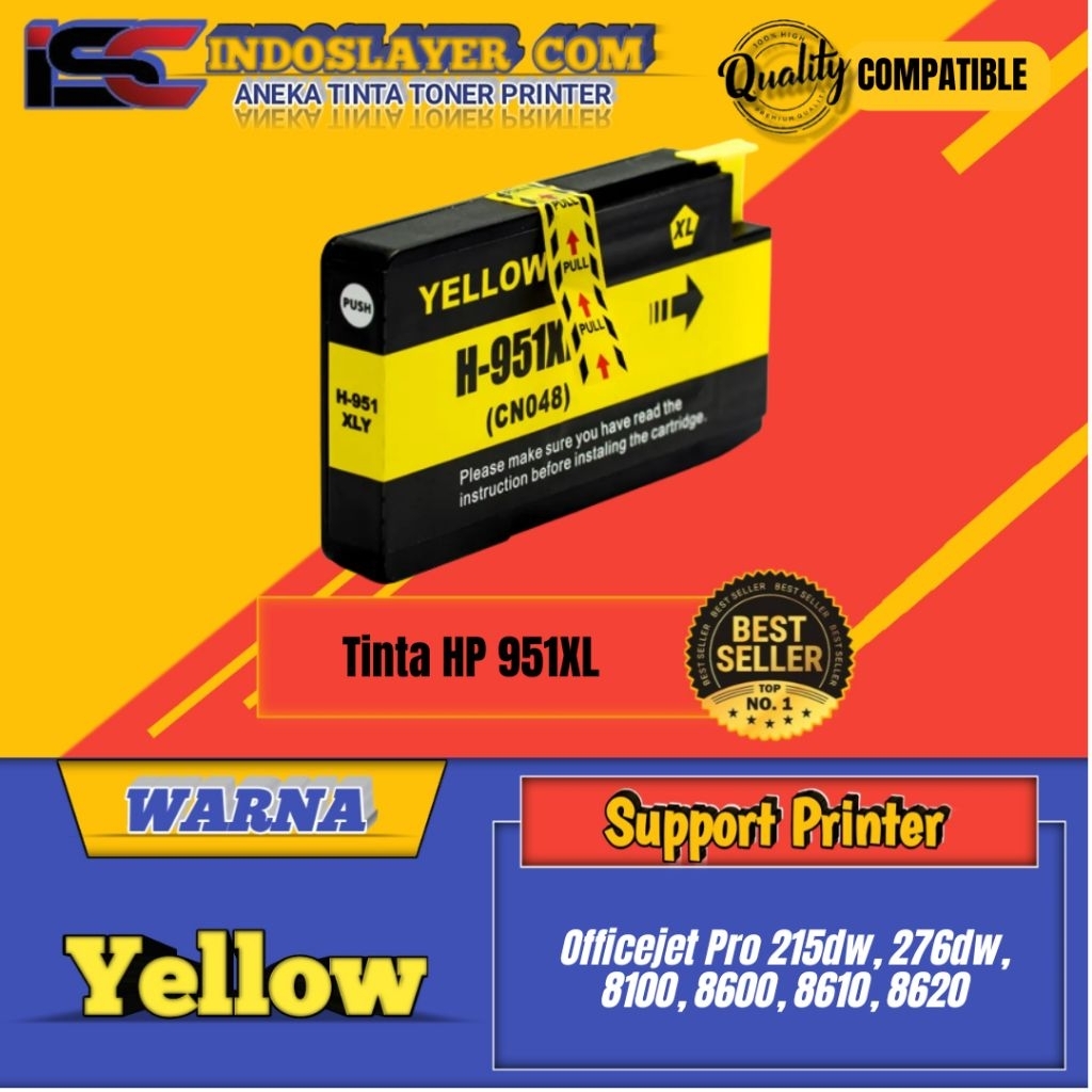 Tinta Cartridge Compatible HP 951XL 951 XL Yellow Printer Officejet Pro 215dw, 276dw, 8100, 8600