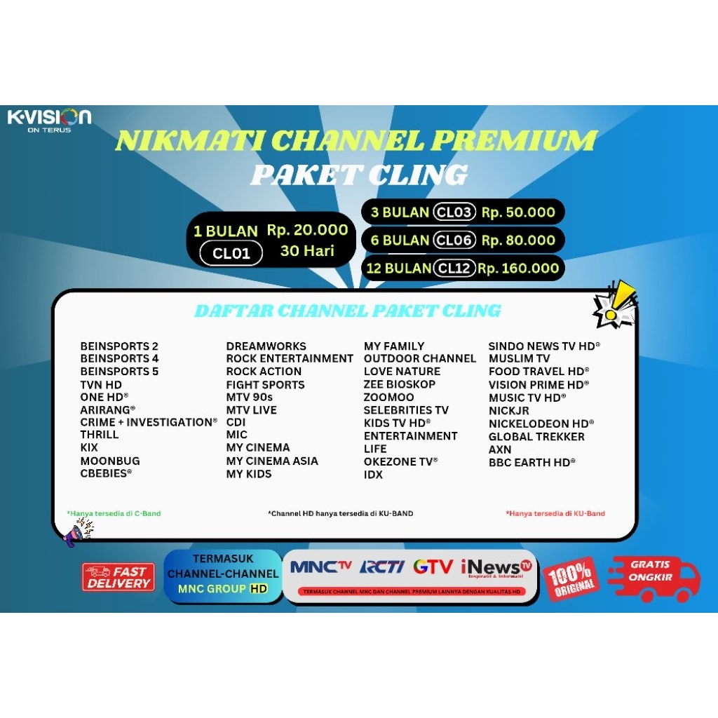 Paket Cling K-Vision, Paket Receiver K-vision Promo