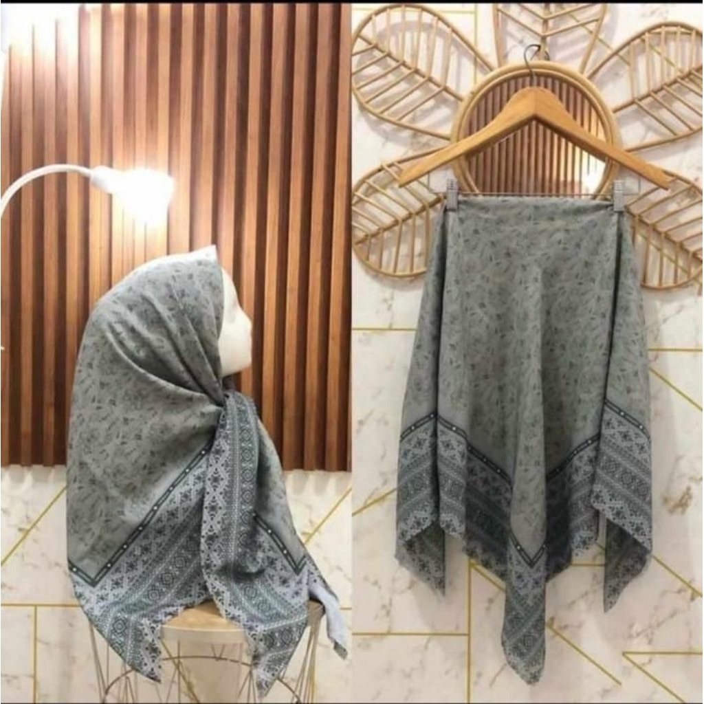 HIJAB VOAL MOTIF WARNA SAGE