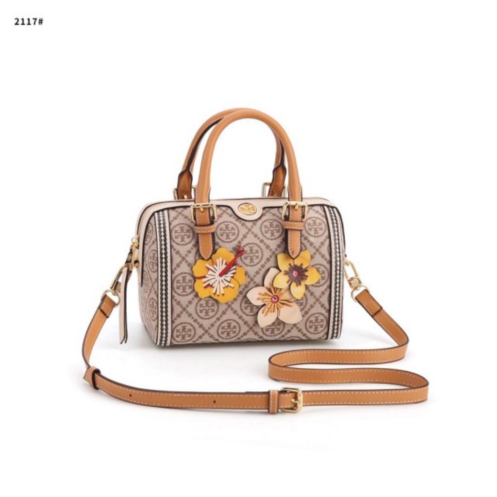 Tas Wanita Monogram Jacquard Flower Mini Barrel Bag's Gold Hardware (V) 2117#