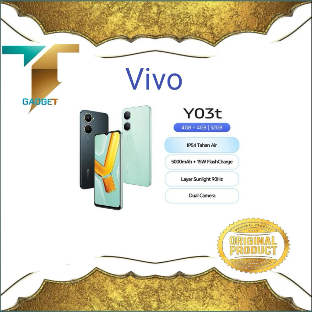 VIVO Y03T RAM 4GB/ROM 32GB GARANSI REAMI VIVO