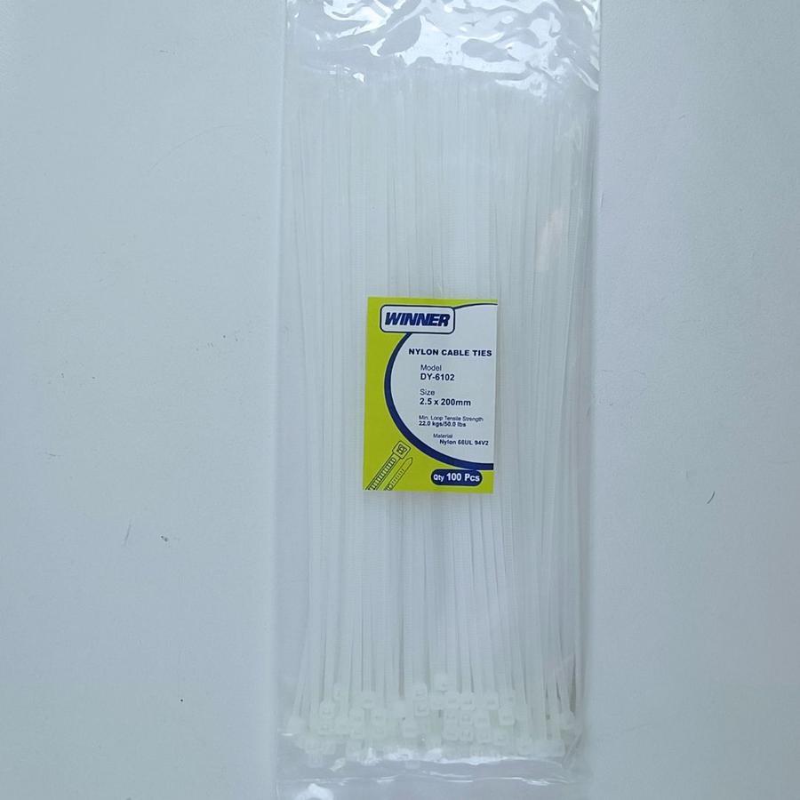 

Kabel Ties Winner DY6102 Nylon Cable Tie 2.5 x 200mm Tis 100pcs