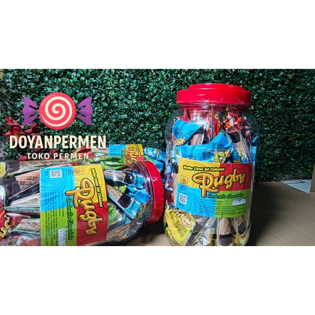 

Rugby Coklat Payung Wafer Cone Rugby (isi 60pcs/toples)