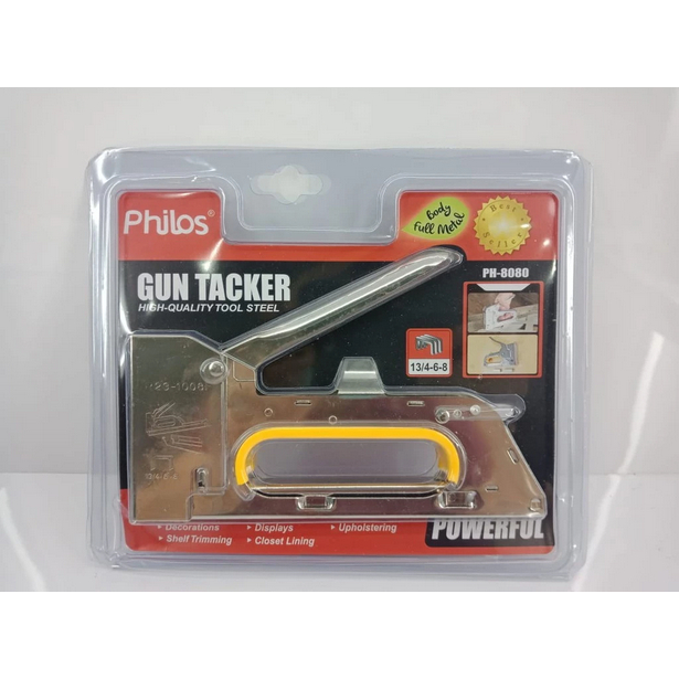 

Philos Staples Tembak Guntacker / Staple Gun Tacker / Stepler Tembak / Stapler Hekter Jok Motor Sofa Kulit /