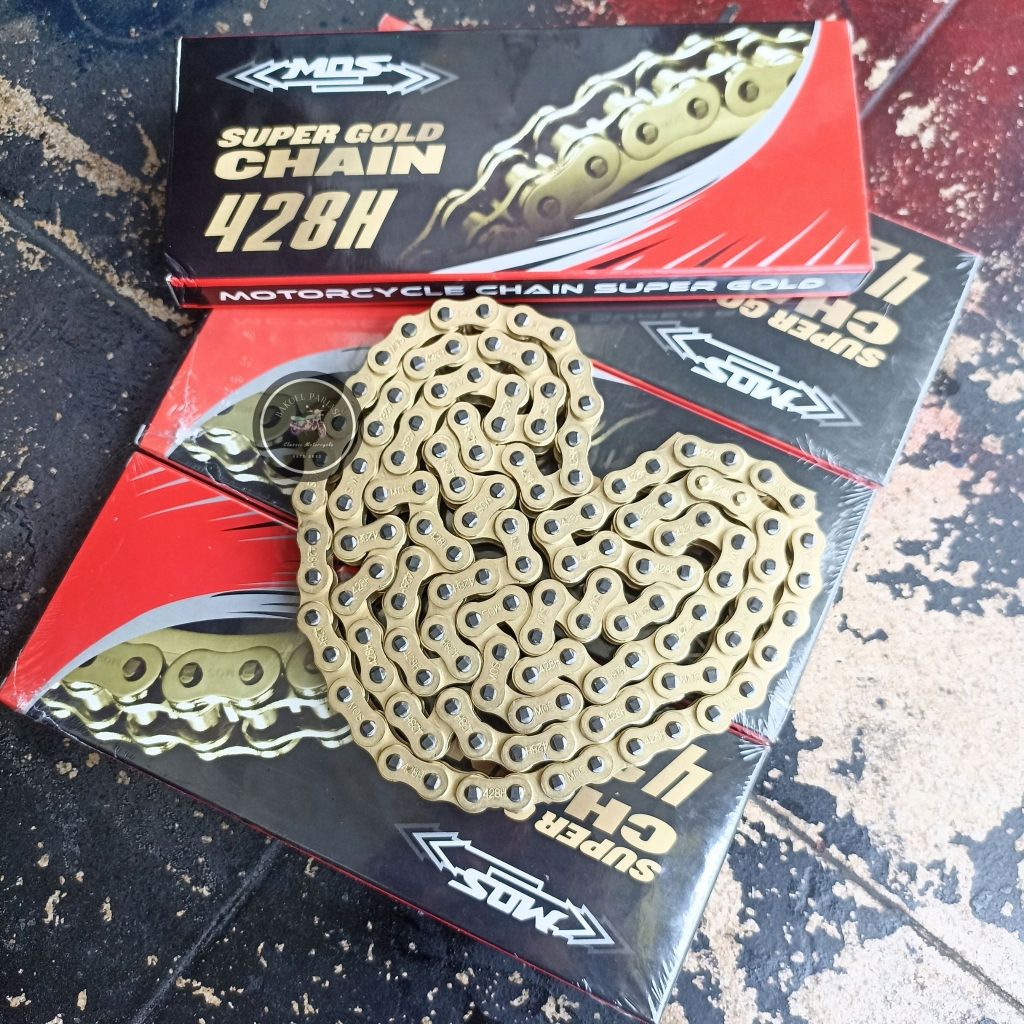RANTAI MOTOR 428H-128L GOLD MOSS -Rantai Motor Bebek/Sport 125cc-150cc  Supra GTR, Verza, Satria FU