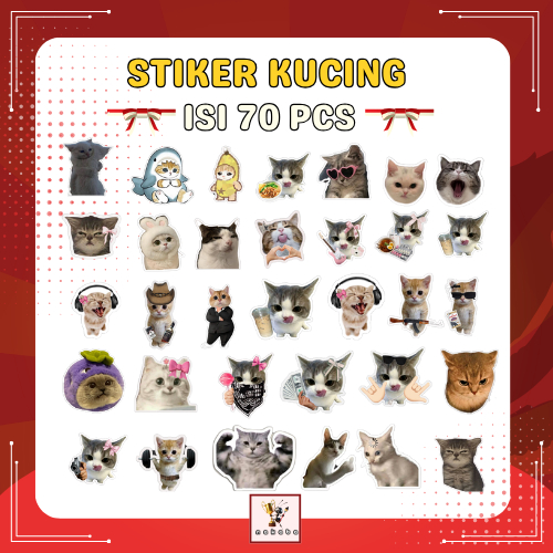 

Sticker Pack Kucing Lucu 4 Cm Isi 70 Pcs Paper Vinyl Waterproof Dekorasi Laptop Buku Journal Koper
