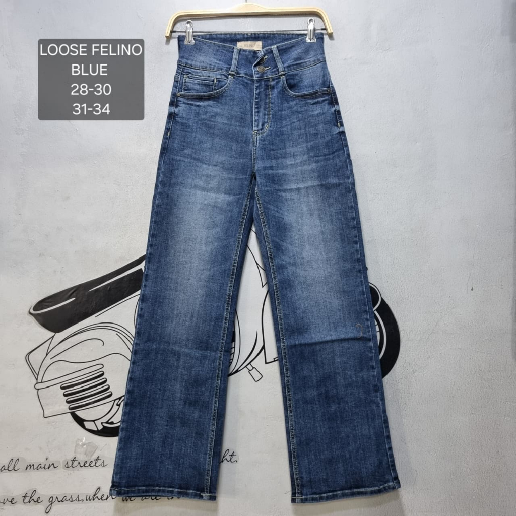 AKLAJEANS - BEST SELLER CELANA JEANS WANITA LOOSE STANDART FELINO BLUE PREMIUM QUALITY 