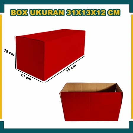 

(10pcs) Box Hampers Kemasan Kado Hadiah Souvenir Dus Snack 31x13x12cm Motif Merah Polos