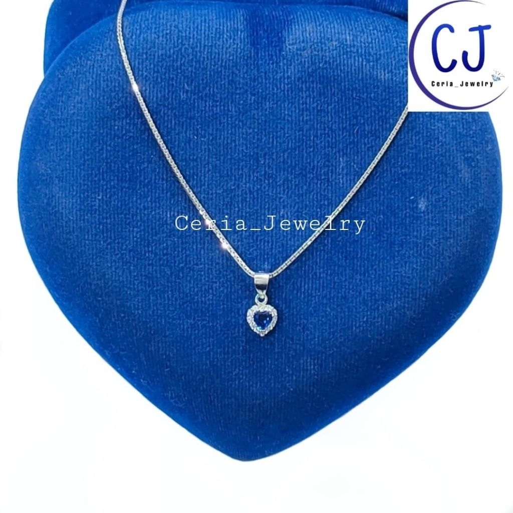Kalung Perak Asli Silver 925 Lapis Emas Putih Asli Kalung ItalySanta,Casandra Liontin Love permata B