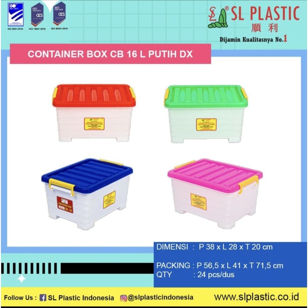 BOX STORAGE / KOTAK CONTAINER / KONTAINER BOX CB-16 LITER PUTIH SL PLASTIC