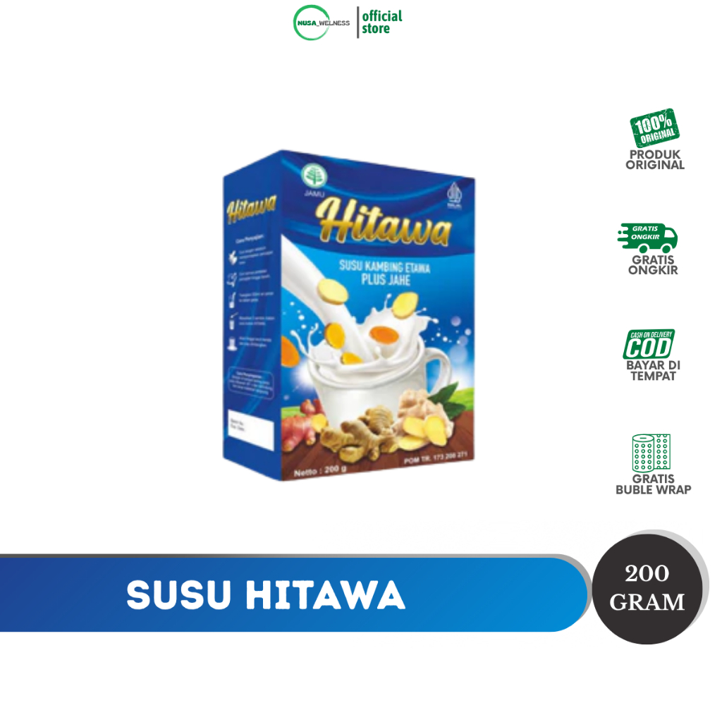 

SUSU KAMBING HITAWA PLUS JAHE – hangatkan tubuh | jaga kesehatan | susu kambing bubuk herbal | rasa jahe alami | original 100% | bisa COD