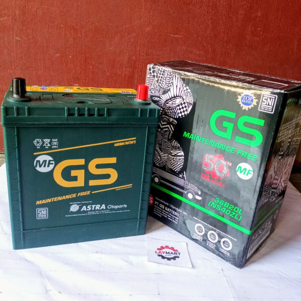 ACCU KERING MOBIL GS MF NS40ZL Kapasitas Ampere 35Ah, Tegangan 12 V