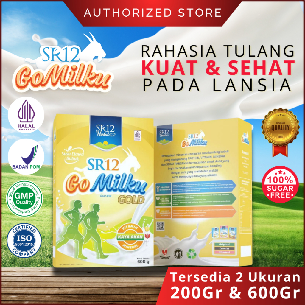 

Gomilku Gold SR12 Susu Kambing Etawa | Stamina & Kesehatan Tulang dan Sendi - BPOM 200gr / 600gr