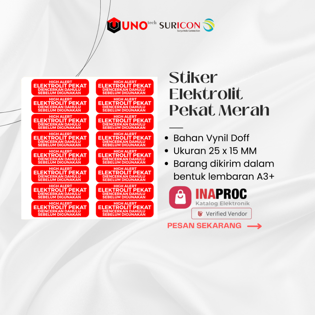 

Stiker Elektrolit Pekat Merah 25 x 15 MM