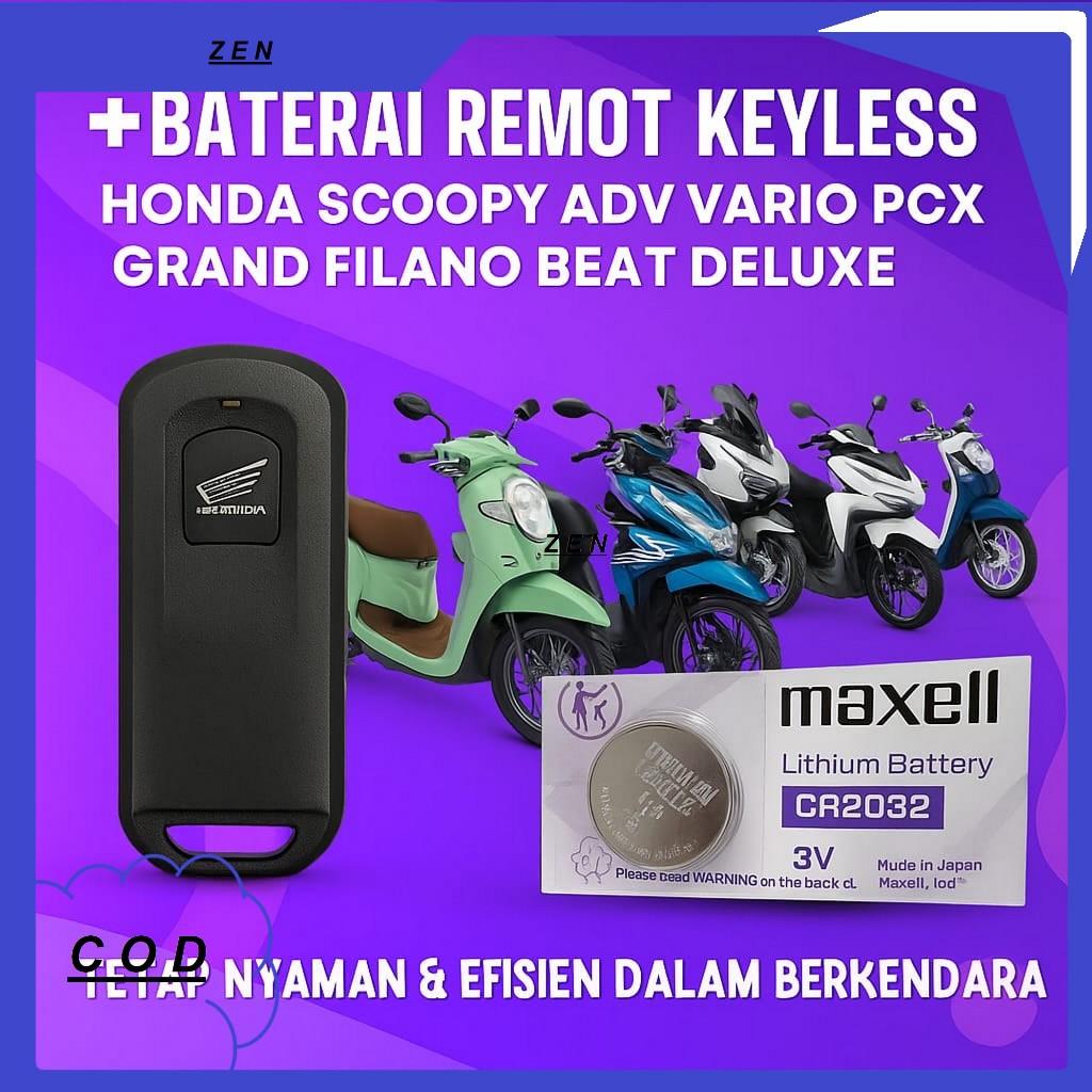 Batu Baterai Batre Remot Motor Keyless HONDA VARIO PCX ADV SCOOPY STYLO BEAT 150 160 CC Original