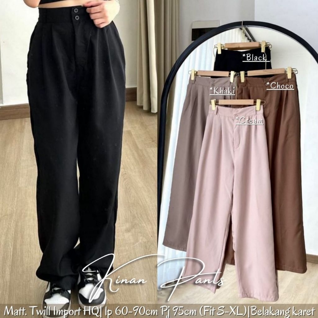 Kinan Pants Celana Panjang Wanita Bahan Twill Import HQ
