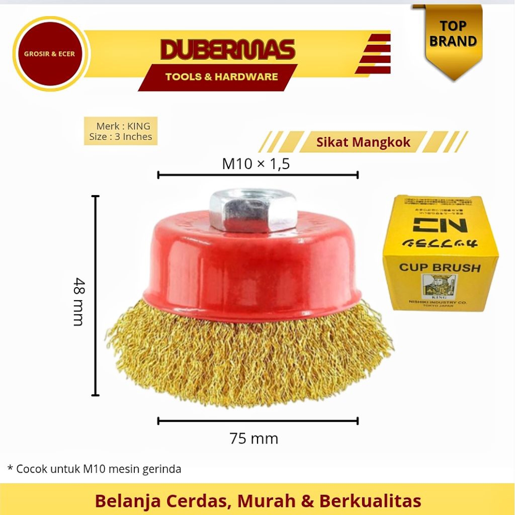 Sikat Kawat Mangkok 3 Inches / Sikat Kawat Cup Brush Gerinda Gurinda / Sikat Mangkok 3 Inches