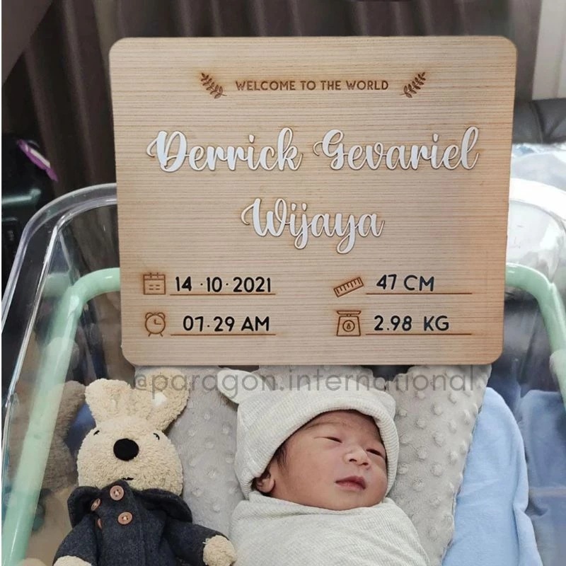 Papan Kelahiran Bayi Newborn Data Bayi Rumah Sakit |Hospitality Board Plywood & Acrylic |Bisa Kirim 