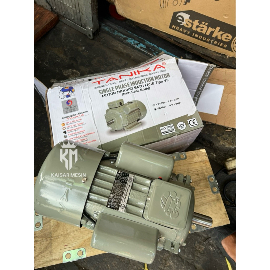 DINAMO ELEKTRO MOTOR LISTRIK 1 PHASE 2 HP PUTARAN LAMBAT TANIKA YC100L-4P-2HP 100% TEMBAGA