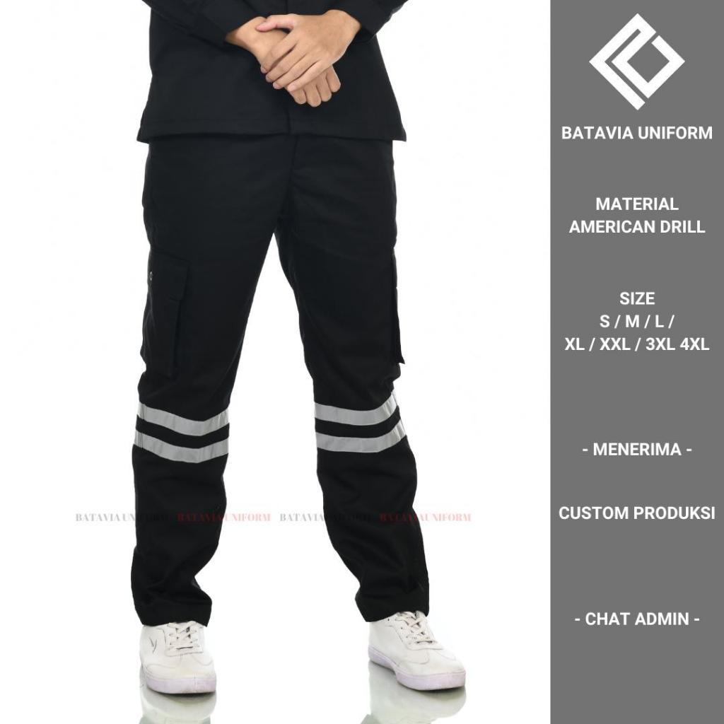 Celana Safety K3 Seragam Kerja Lapangan Tambang Warna Hitam Pria Wanita Cewek Cowok