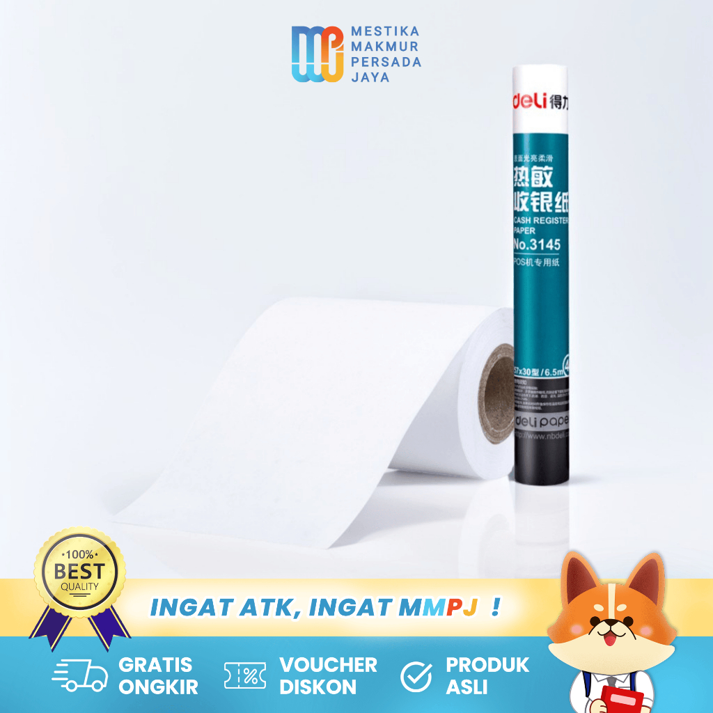 

Deli 3145 Kertas Thermal Struk Belanja - Roll 57×30 mm 6.5 m