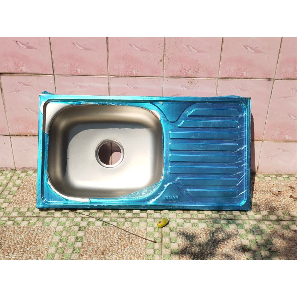 Bak Cuci Piring Stainless Steel Bak Cuci + Afur Jumbo Wastafel Dapur Anti Karat