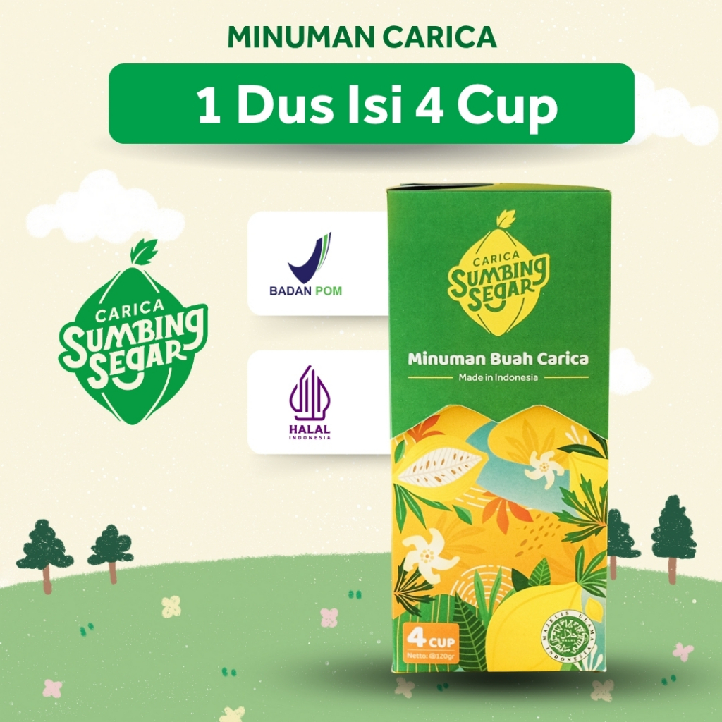 

Carica Sumbing Segar Kemasan Dus isi 4 Cup Minuman Buah Carica Dieng