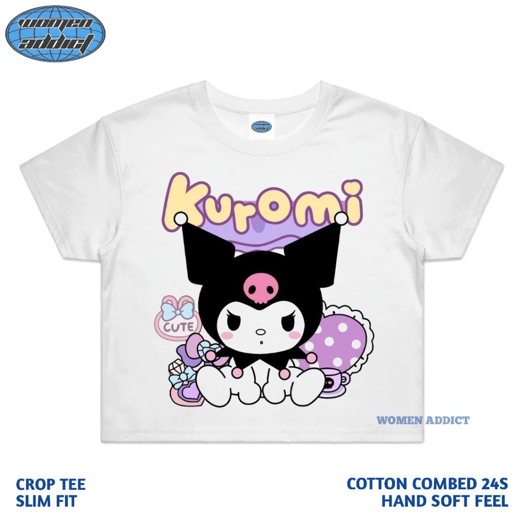CROP TOP KUROMI | CROP TOP PUTIH | CROP TEE | CROP TOP | BAJU WANITA | KAOS WANITA | CROP Y2K | CROP