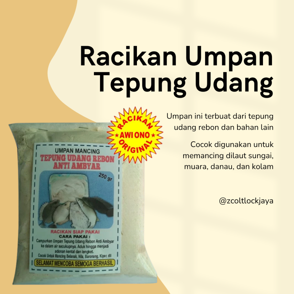 Siap Pakai Tepung Udang Rebon Umpan Mancing Anti Ambyar