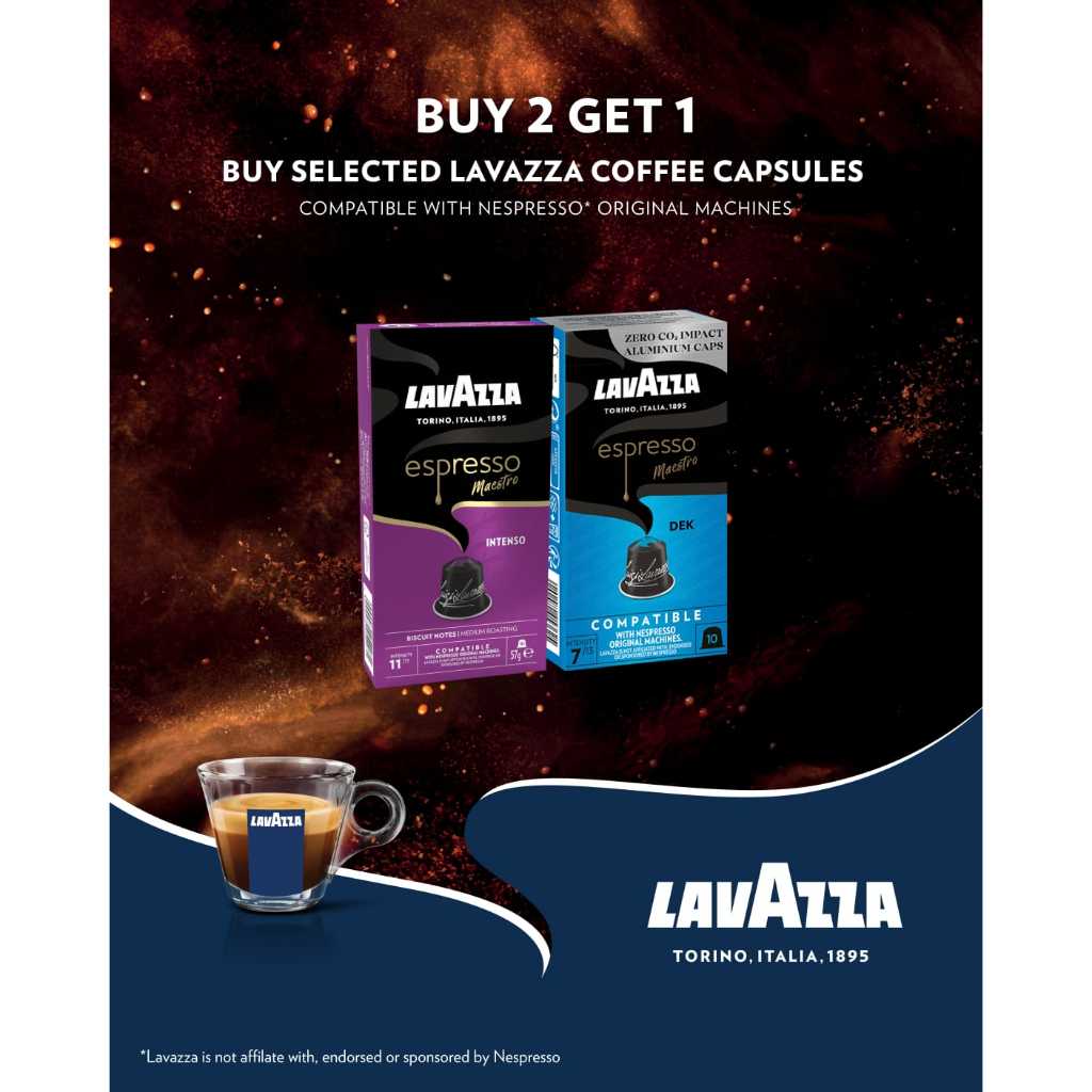 

PROMO BUY 2 GET 1 SELECTED LAVAZZA COFFEE CAPSULES